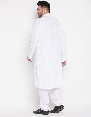 Men's white pure cotton kurta pyjama set 3