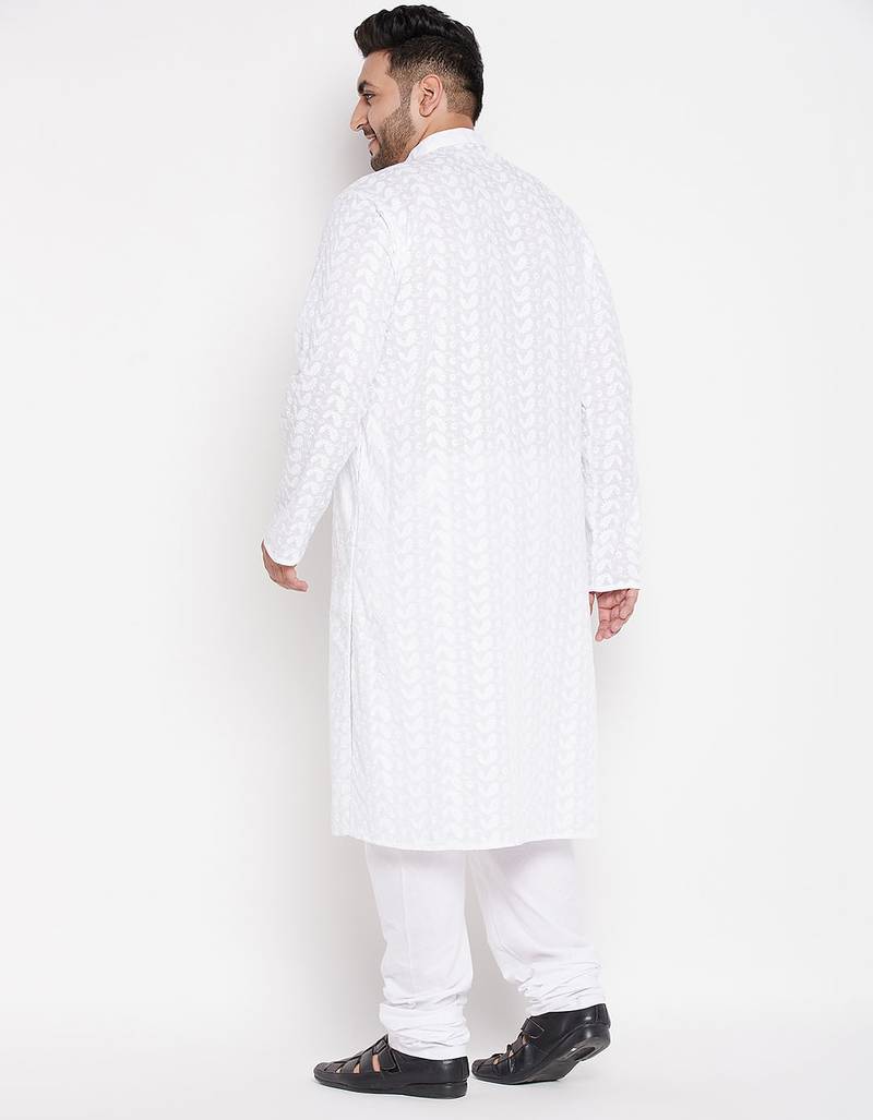 Men's white pure cotton kurta pyjama set