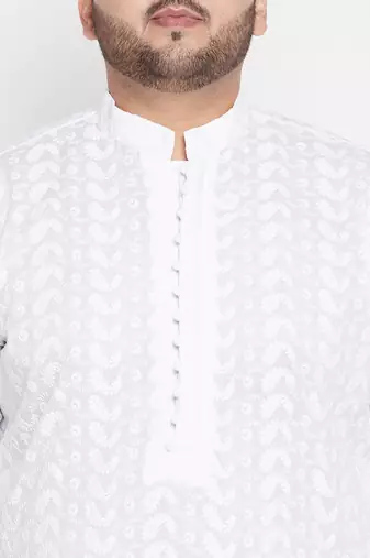 Men's white pure cotton kurta pyjama set