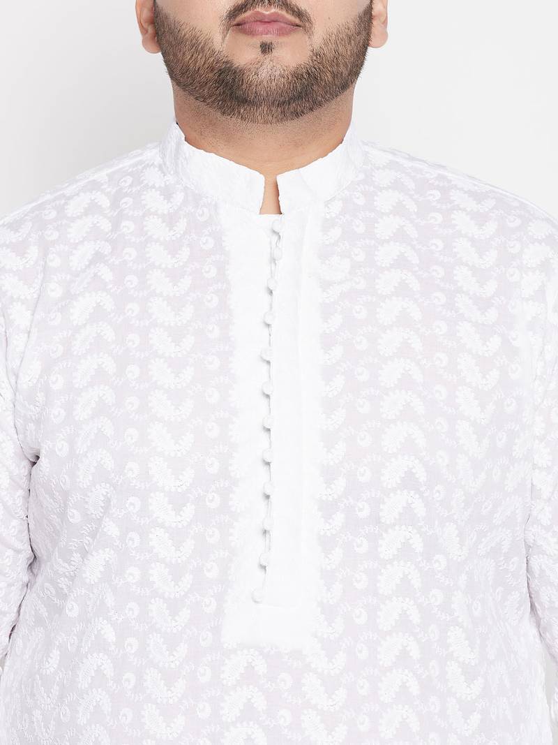 Men's white pure cotton kurta pyjama set
