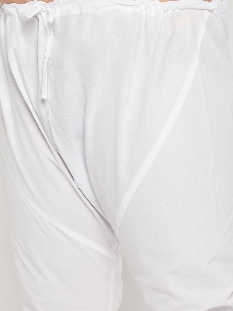 Men's mustard and white pure cotton kurta pyjama set