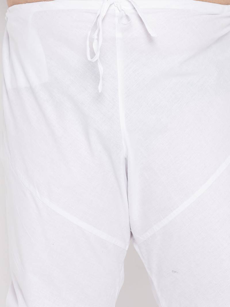 Men's orange and white pure cotton kurta pyjama set