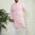 Men's pink and white pure cotton kurta pyjama set