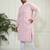 Men's pink and white pure cotton kurta pyjama set