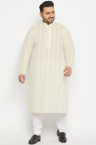 Off White and white pure cotton kurta pyjama set