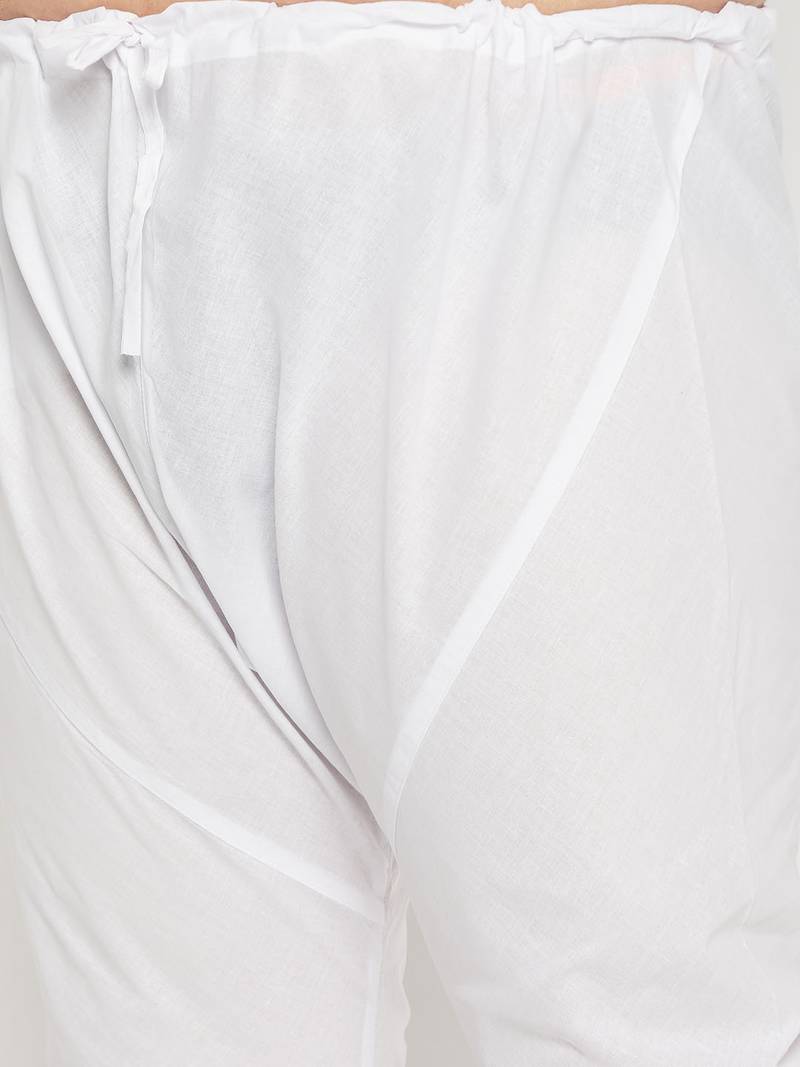 Off White and white pure cotton kurta pyjama set