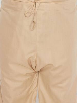 Men's light brown cotton blend pathani kurta set 5