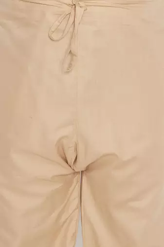 Men's light brown cotton blend pathani kurta set