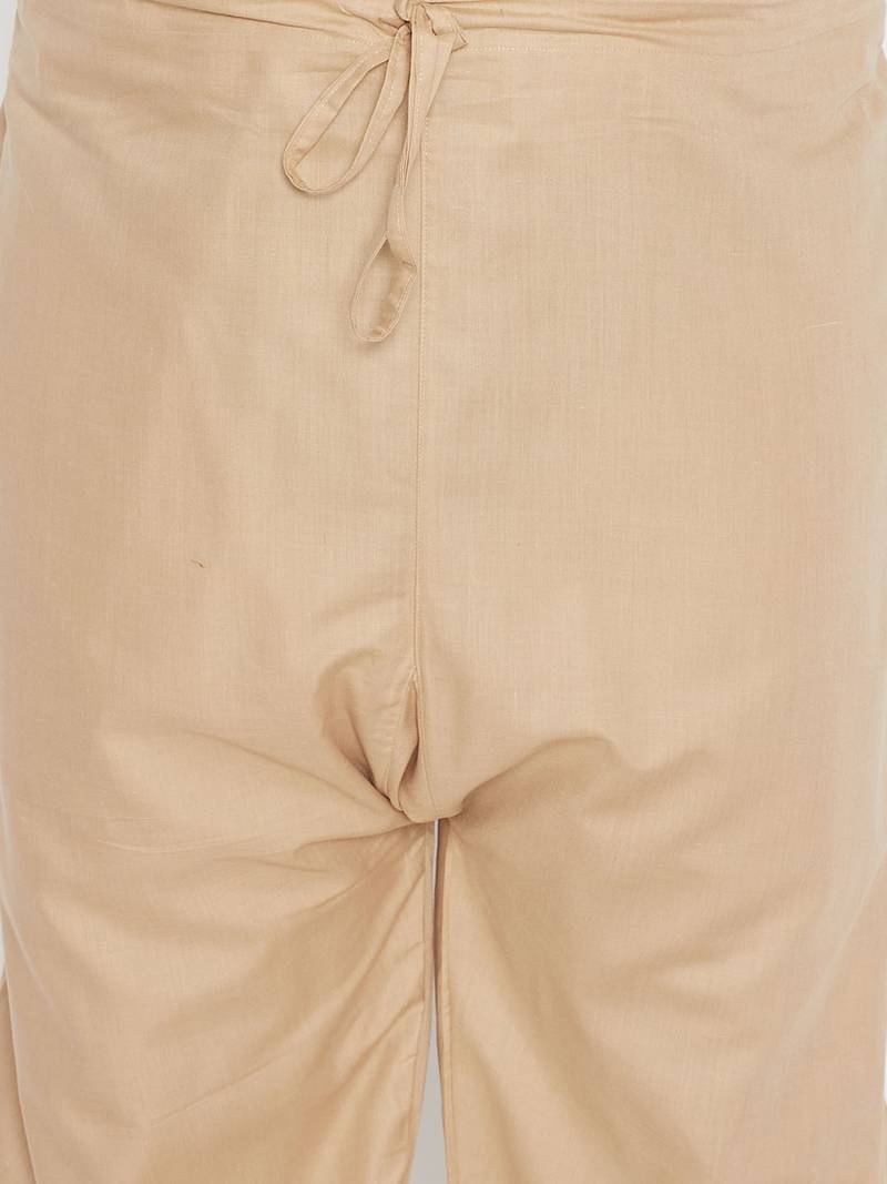 Men's light brown cotton blend pathani kurta set