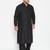 Men's black cotton blend pathani kurta set