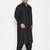 Men's black cotton blend pathani kurta set
