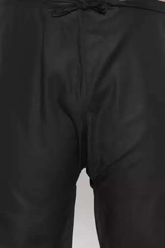 Men's black cotton blend pathani kurta set