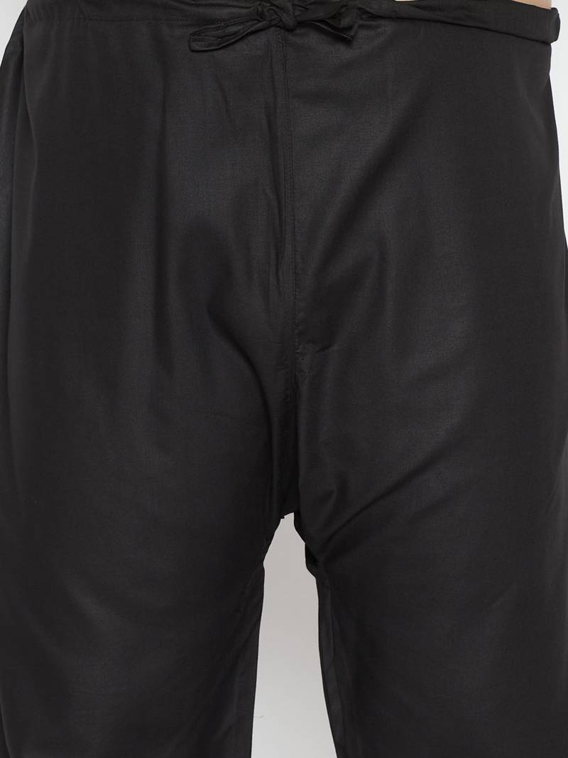 Men's black cotton blend pathani kurta set