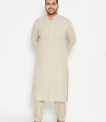 Off White cotton blend pathani kurta set