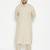 Off White cotton blend pathani kurta set