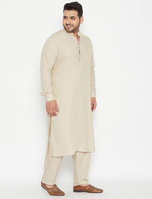 Off White cotton blend pathani kurta set 2