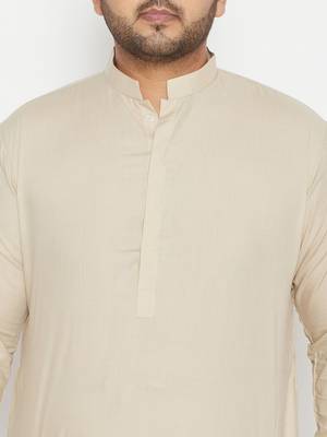 Off White cotton blend pathani kurta set 4