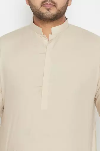 Off White cotton blend pathani kurta set