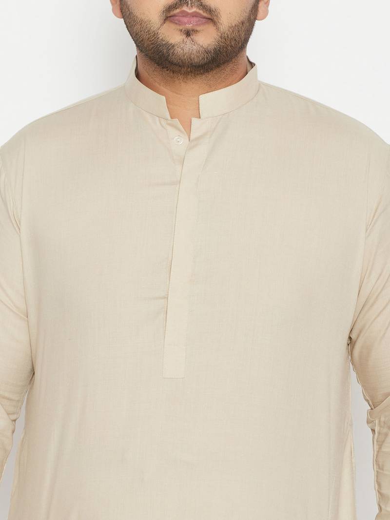 Off White cotton blend pathani kurta set