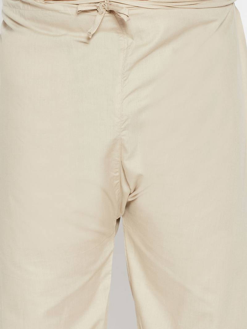 Off White cotton blend pathani kurta set