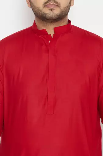 Men's maroon cotton blend pathani kurta set