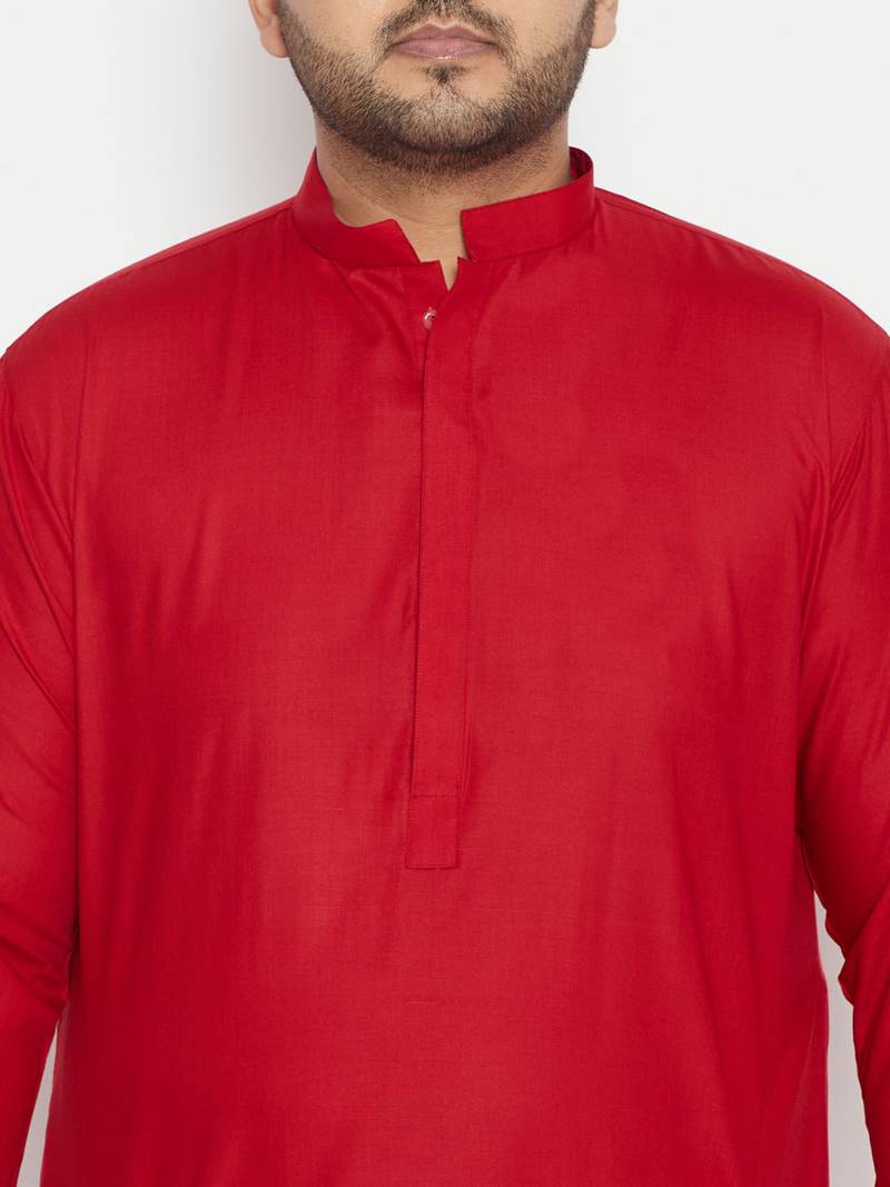 Men's maroon cotton blend pathani kurta set
