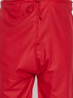 Men's maroon cotton blend pathani kurta set 5