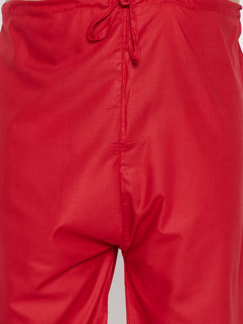 Men's maroon cotton blend pathani kurta set