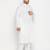 Men's white cotton blend kurta pyjama set