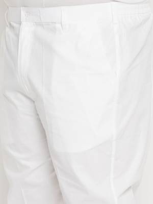 Men's white cotton blend kurta pyjama set 5