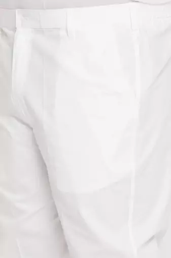 Men's white cotton blend kurta pyjama set