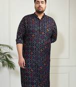Men's blue cotton blend kurta