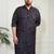 Men's blue cotton blend kurta