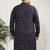 Men's blue cotton blend kurta