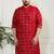 Men's red cotton blend kurta
