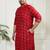 Men's red cotton blend kurta