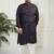 Men's blue and cream cotton blend kurta pyjama set