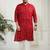 Red and cream cotton blend kurta pyjama set