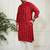 Red and cream cotton blend kurta pyjama set