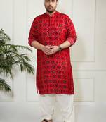 Men's blue and cream cotton blend kurta and patiala set