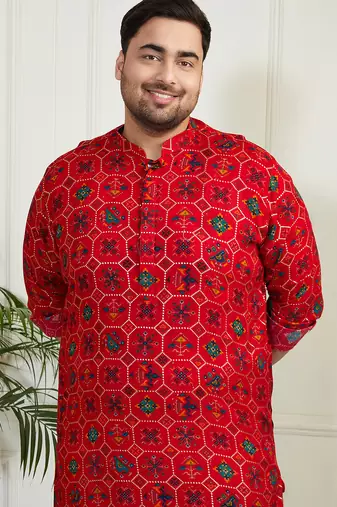 Men's blue and cream cotton blend kurta and patiala set