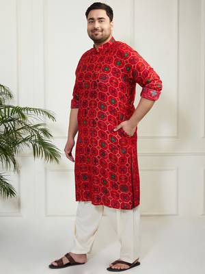 Men's blue and cream cotton blend kurta and patiala set 4
