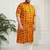 Men's yellow and cream cotton blend kurta and patiala set