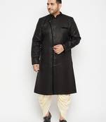 Men's black and gold silk blend sherwani set