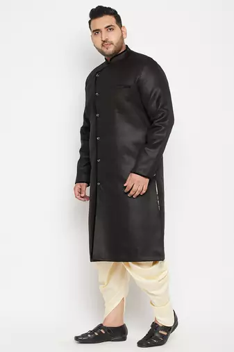 Men's black and gold silk blend sherwani set