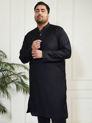 Men's black viscose kurta 1