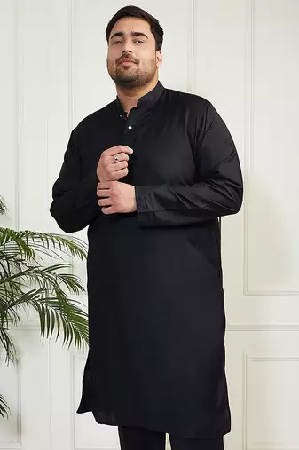 Men's black viscose kurta
