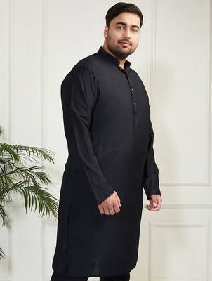 Men's black viscose kurta 2