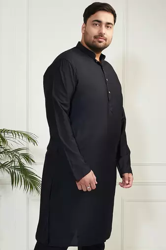 Men's black viscose kurta