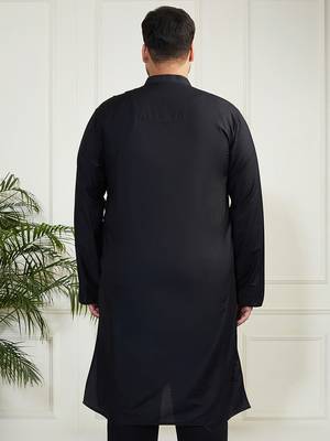 Men's black viscose kurta 4